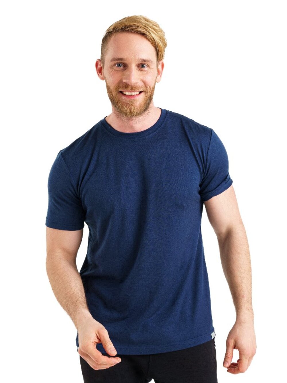 Merino.tech Men’s 100% Merino Wool T Shirt, Deep Navy